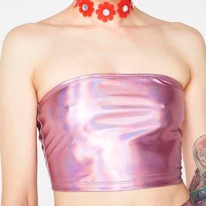 Holographic metallic pink tube top dolls kill